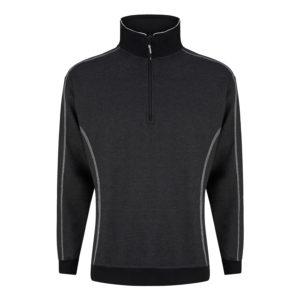 Crane Quarter Zip Sweatshirt Charcoal Melange - Black